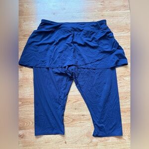Lands' End Navy Leggings with Skirt Overlay